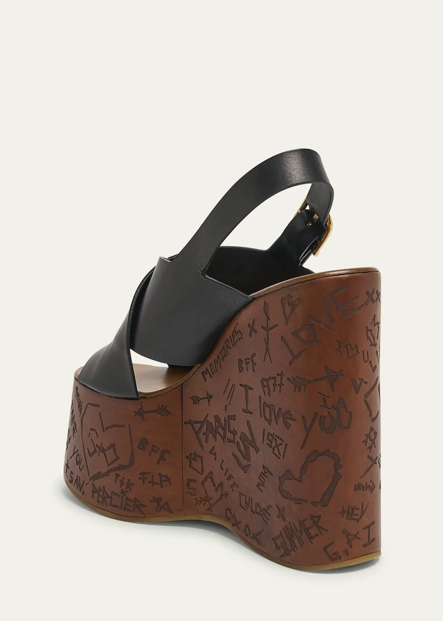 ChloeMaxime Leather Crisscross Platform Sandals