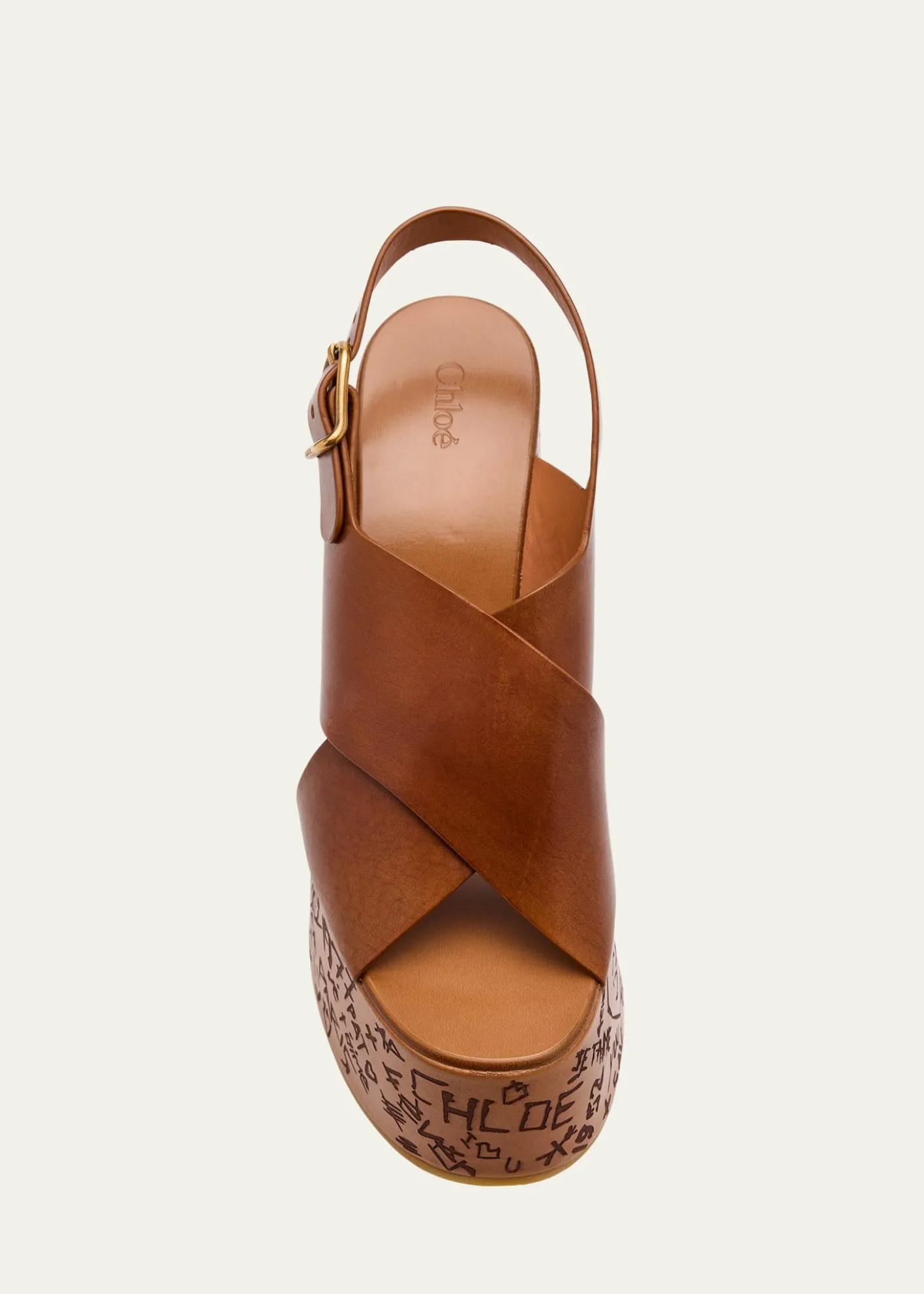 ChloeMaxime Leather Crisscross Platform Sandals
