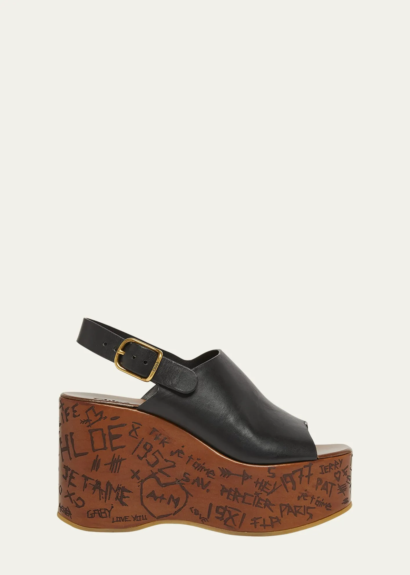 ChloeMaxime Leather Slingback Platform Sandals