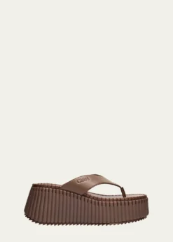 Chloe75mm Nama Platform Leather Thong Sandals
