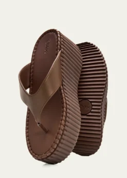 Chloe75mm Nama Platform Leather Thong Sandals