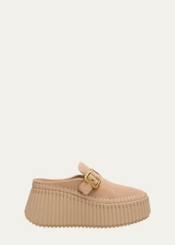 Chloe75mm Nama Suede Platform Clogs