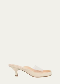 Chloe55mm PVC Strap Leather Mule Sandals