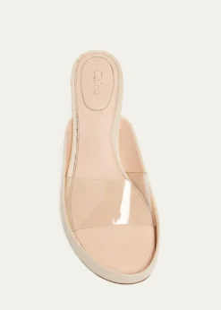 Chloe55mm PVC Strap Leather Mule Sandals