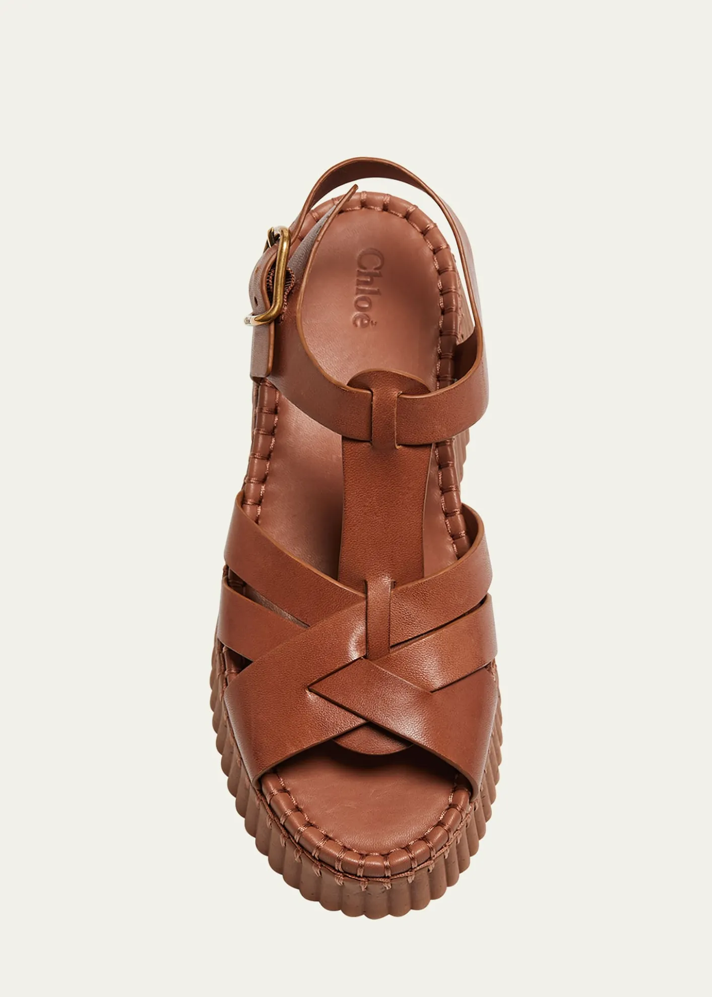 ChloeNama Leather T-Strap Platform Sandals