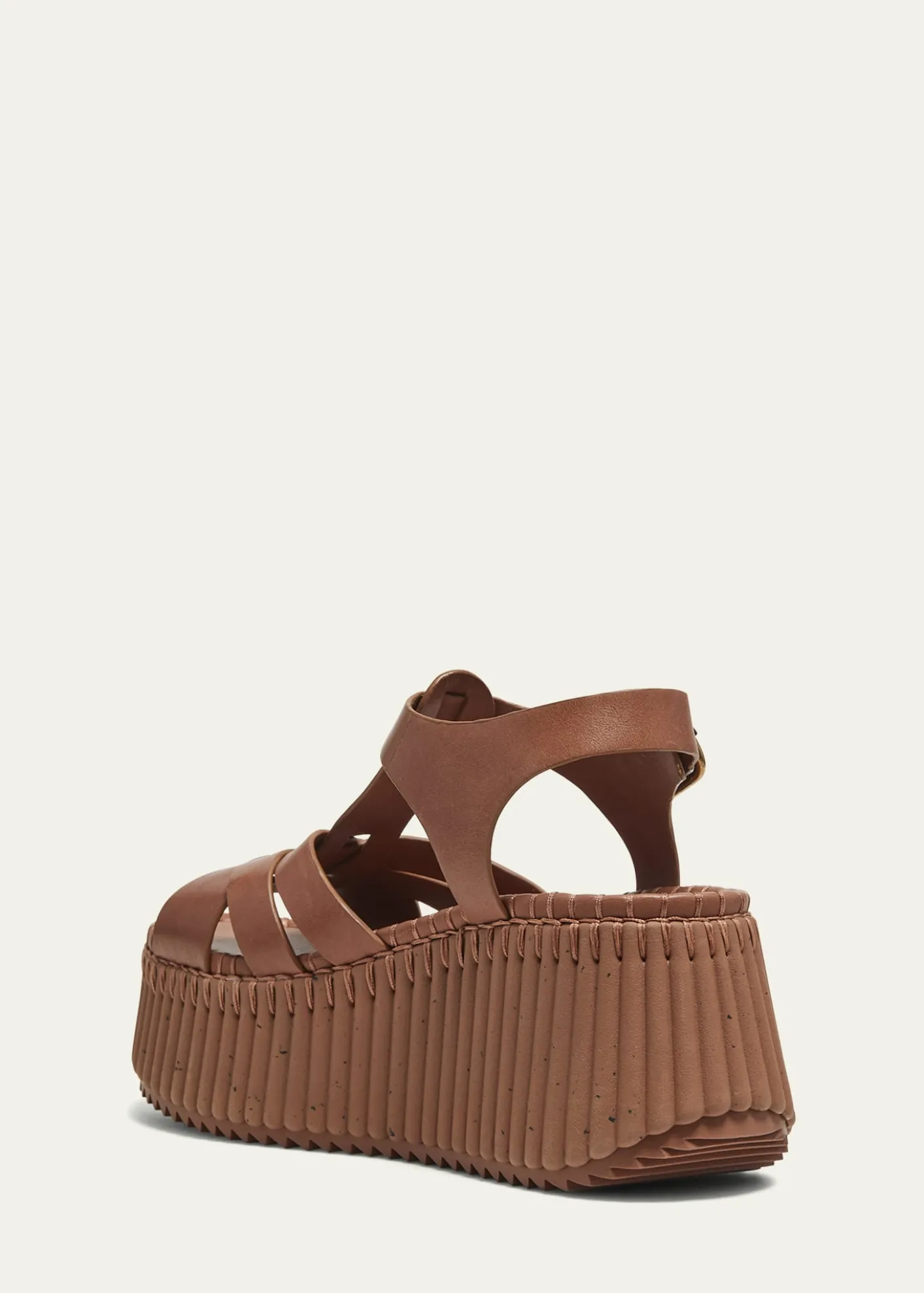 ChloeNama Leather T-Strap Platform Sandals