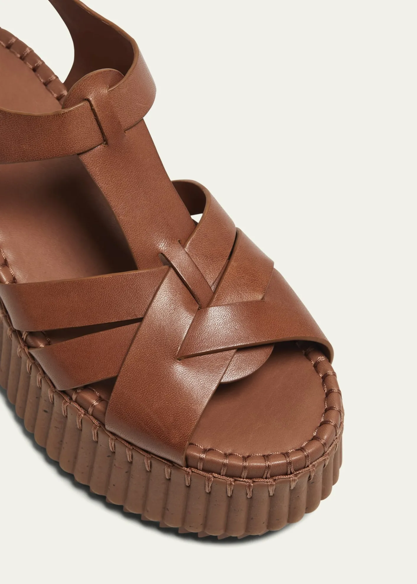 ChloeNama Leather T-Strap Platform Sandals
