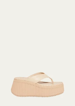ChloeNama Platform Leather Thong Sandals