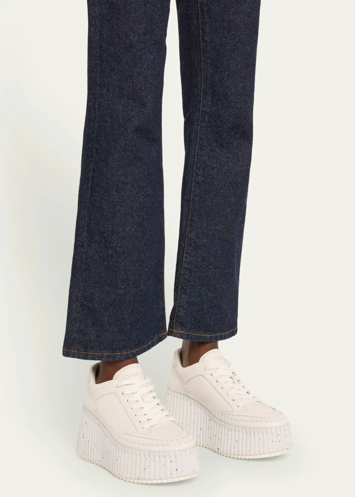 ChloeNama Platform Speckled Mix Leather Sneakers