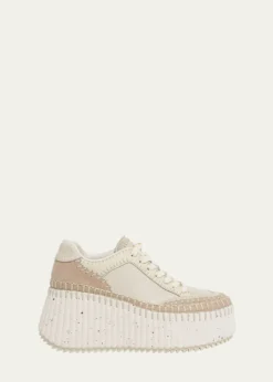 ChloeNama Platform Speckled Mix Leather Sneakers