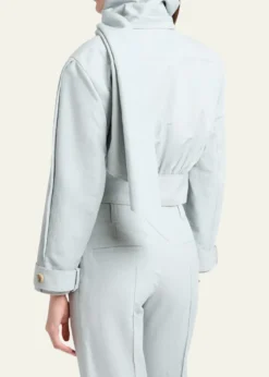 ChloeNeck-Scarf Belted Linen Crop Jacket