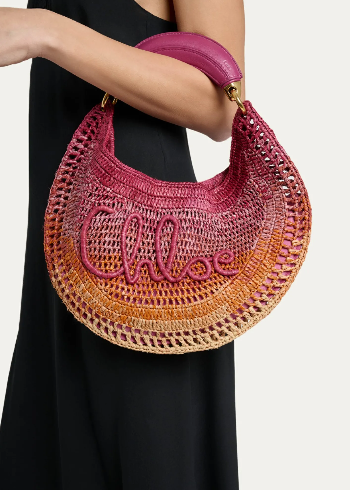 ChloeOmbre Banana Tote Bag in Viscose Raffia