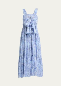 ChloePainted Flowers Cotton Maxi Dress