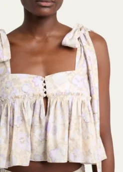 ChloePainted Flowers Cotton Top