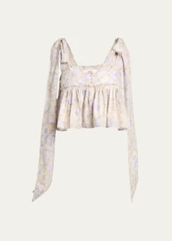 ChloePainted Flowers Cotton Top