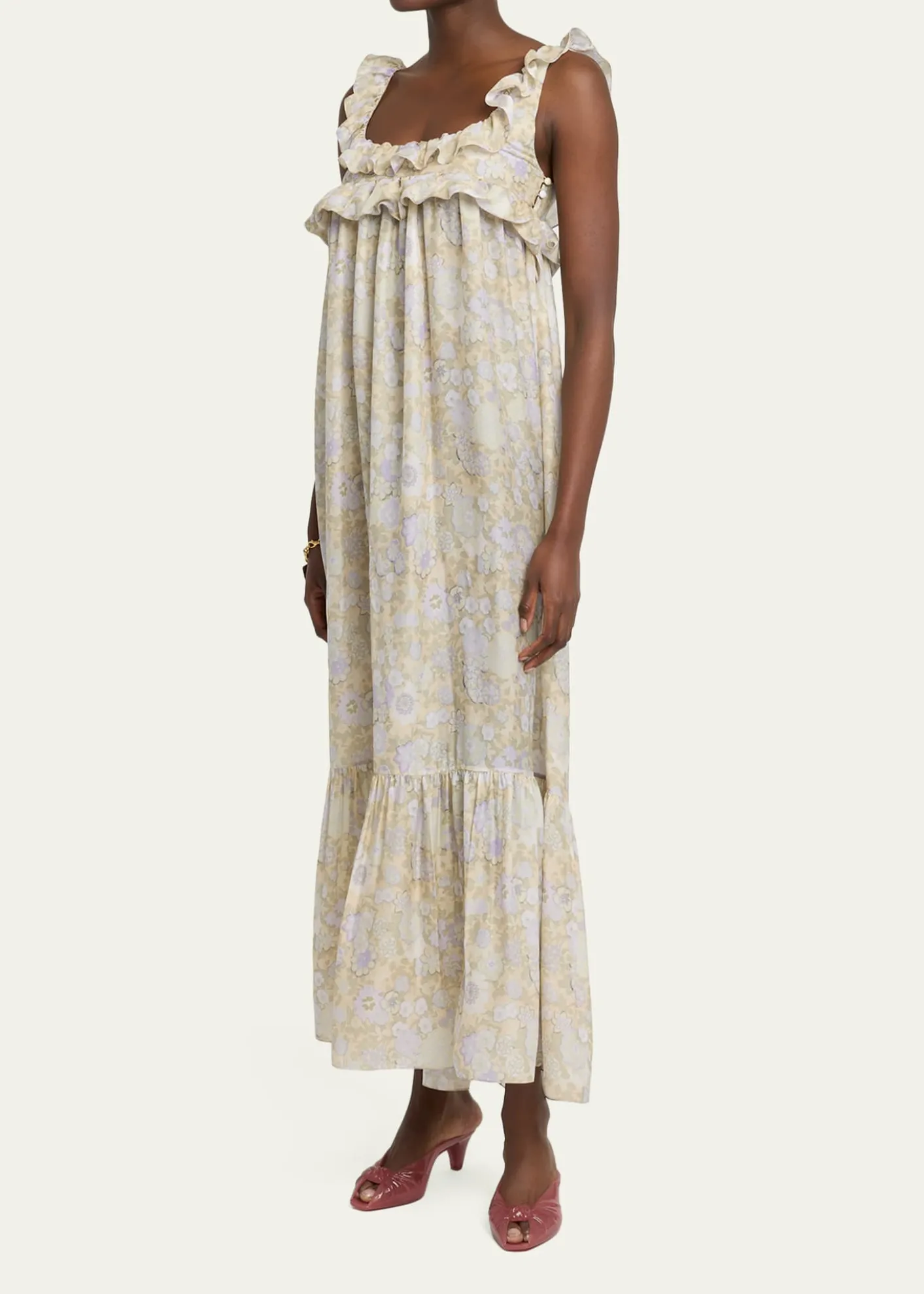 ChloePainted Flowers Silk Maxi Dress