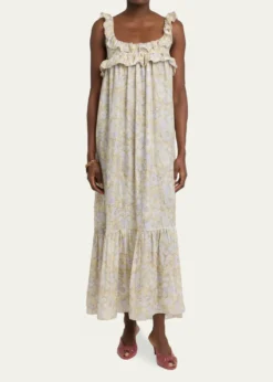 ChloePainted Flowers Silk Maxi Dress