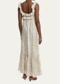 ChloePainted Flowers Silk Maxi Dress