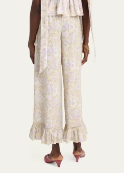 ChloePainted Flowers Silk Trousers