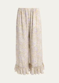 ChloePainted Flowers Silk Trousers