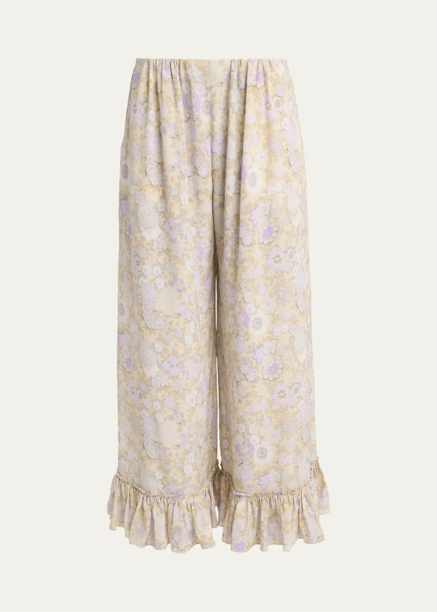 ChloePainted Flowers Silk Trousers