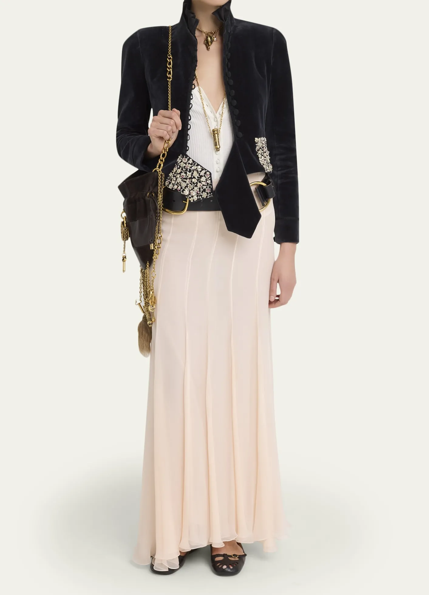 ChloePaneled Sheer Silk Maxi Skirt