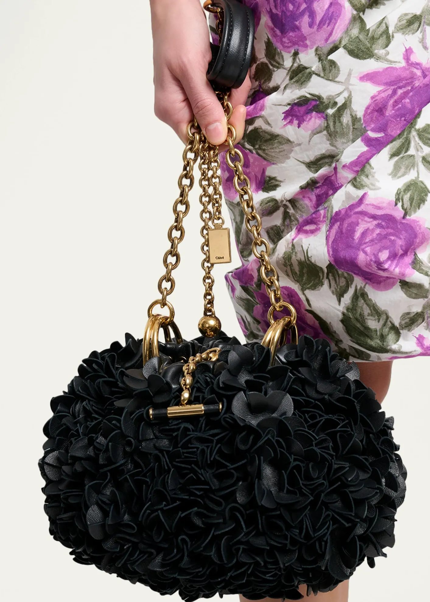 ChloePlisse Ruffle Leather Shoulder Bag