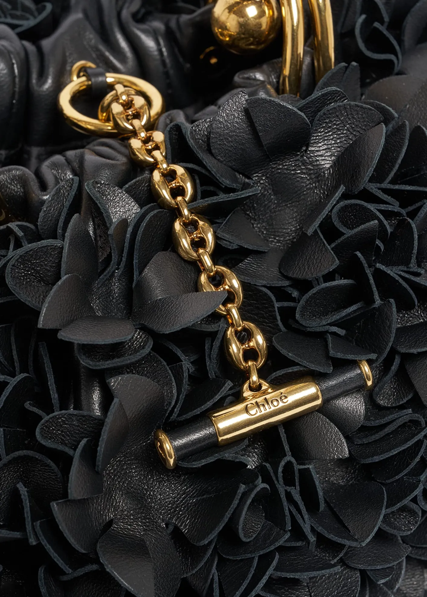 ChloePlisse Ruffle Leather Shoulder Bag