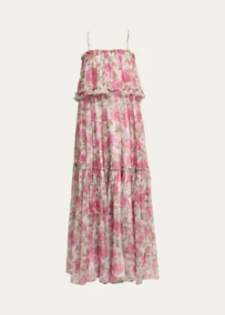 ChloeRose Silk Chiffon Ruffle Tiered Maxi Dress