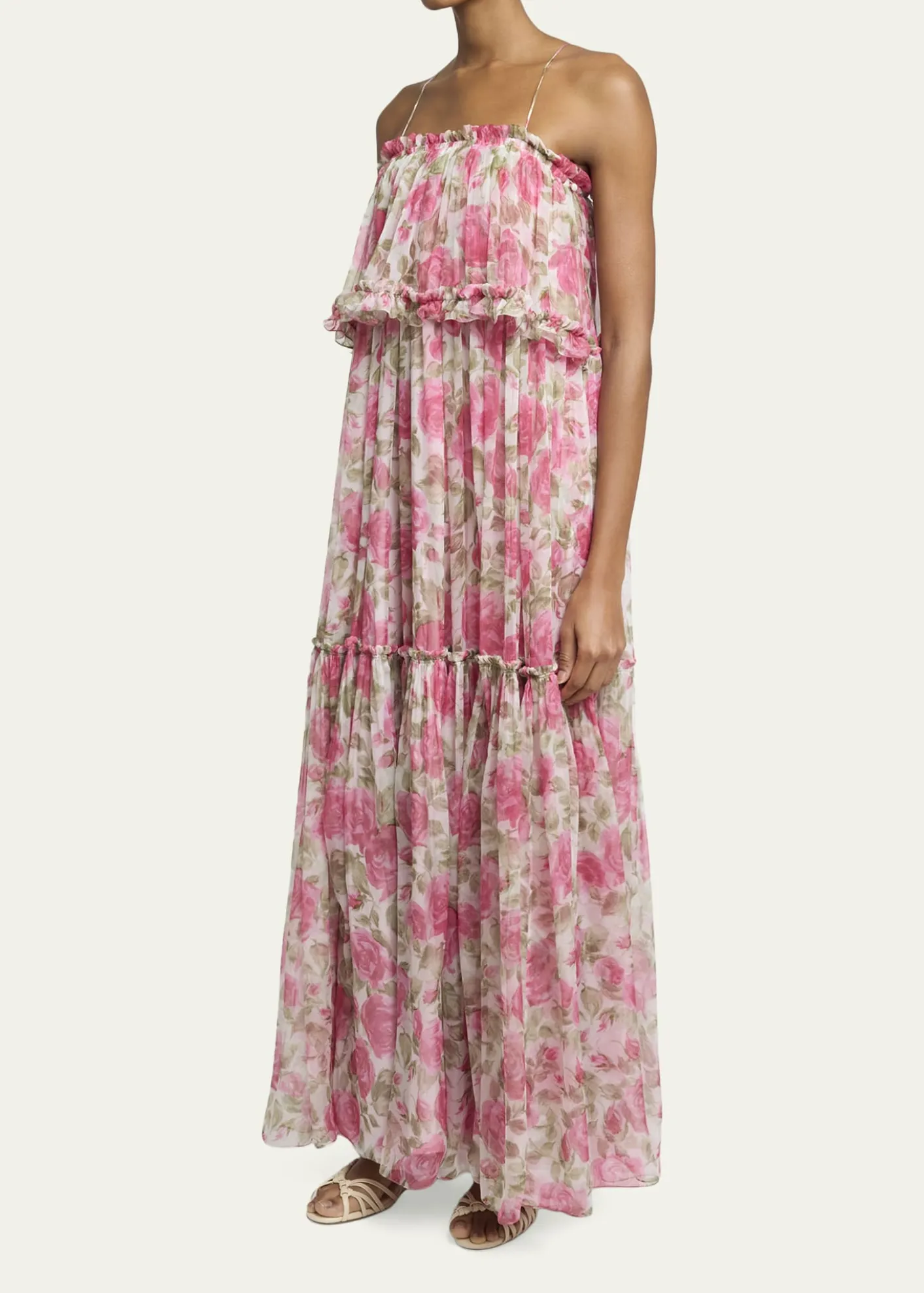 ChloeRose Silk Chiffon Ruffle Tiered Maxi Dress