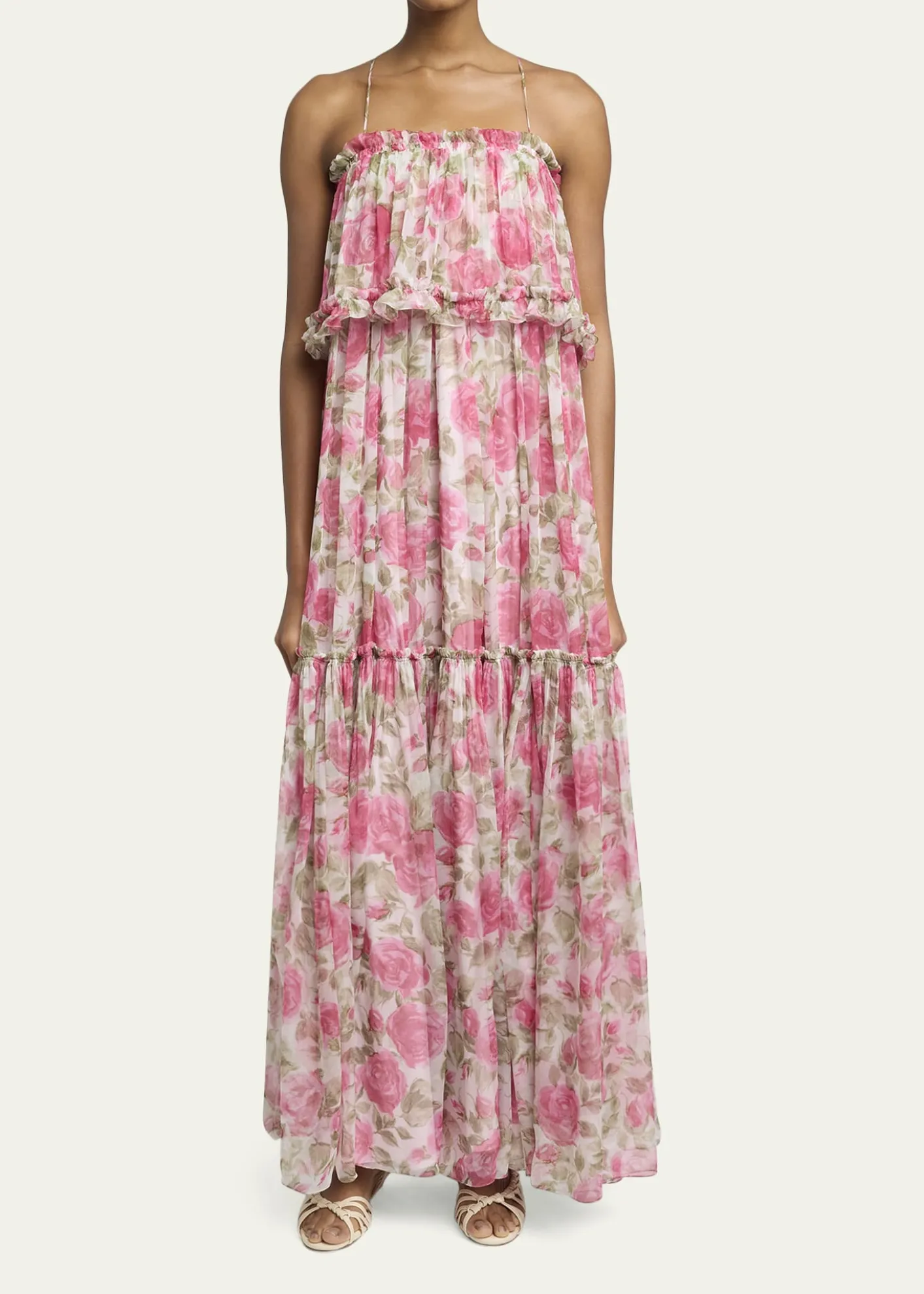 ChloeRose Silk Chiffon Ruffle Tiered Maxi Dress