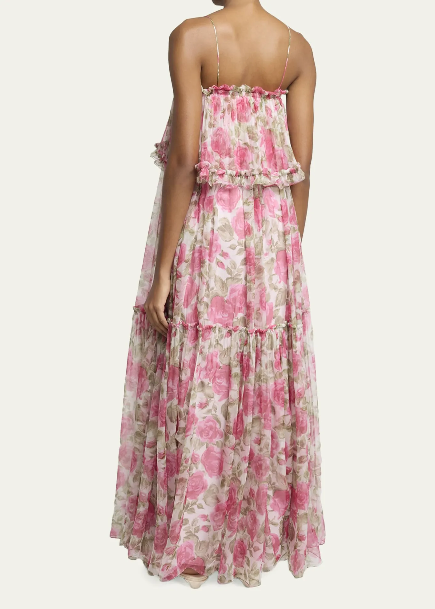 ChloeRose Silk Chiffon Ruffle Tiered Maxi Dress