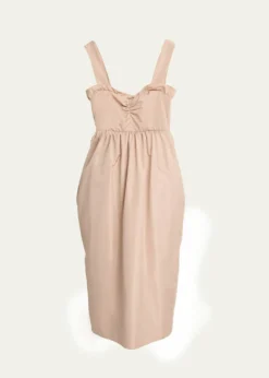 ChloeRuffle Sweetheart-Neck Sleeveless Technical Taffeta Midi Dress