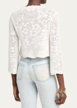 ChloeScalloped Cotton Pointelle-Knit Cardigan