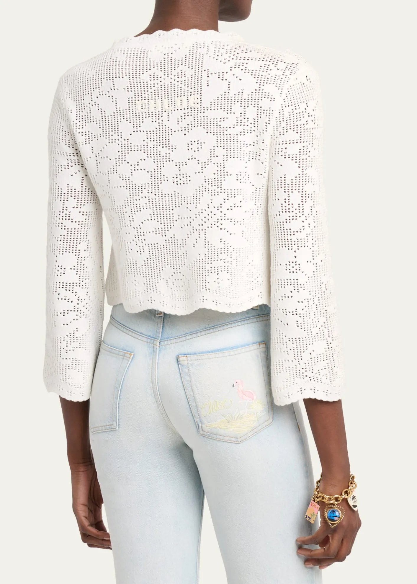 ChloeScalloped Cotton Pointelle-Knit Cardigan