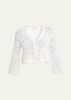 ChloeScalloped Cotton Pointelle-Knit Cardigan