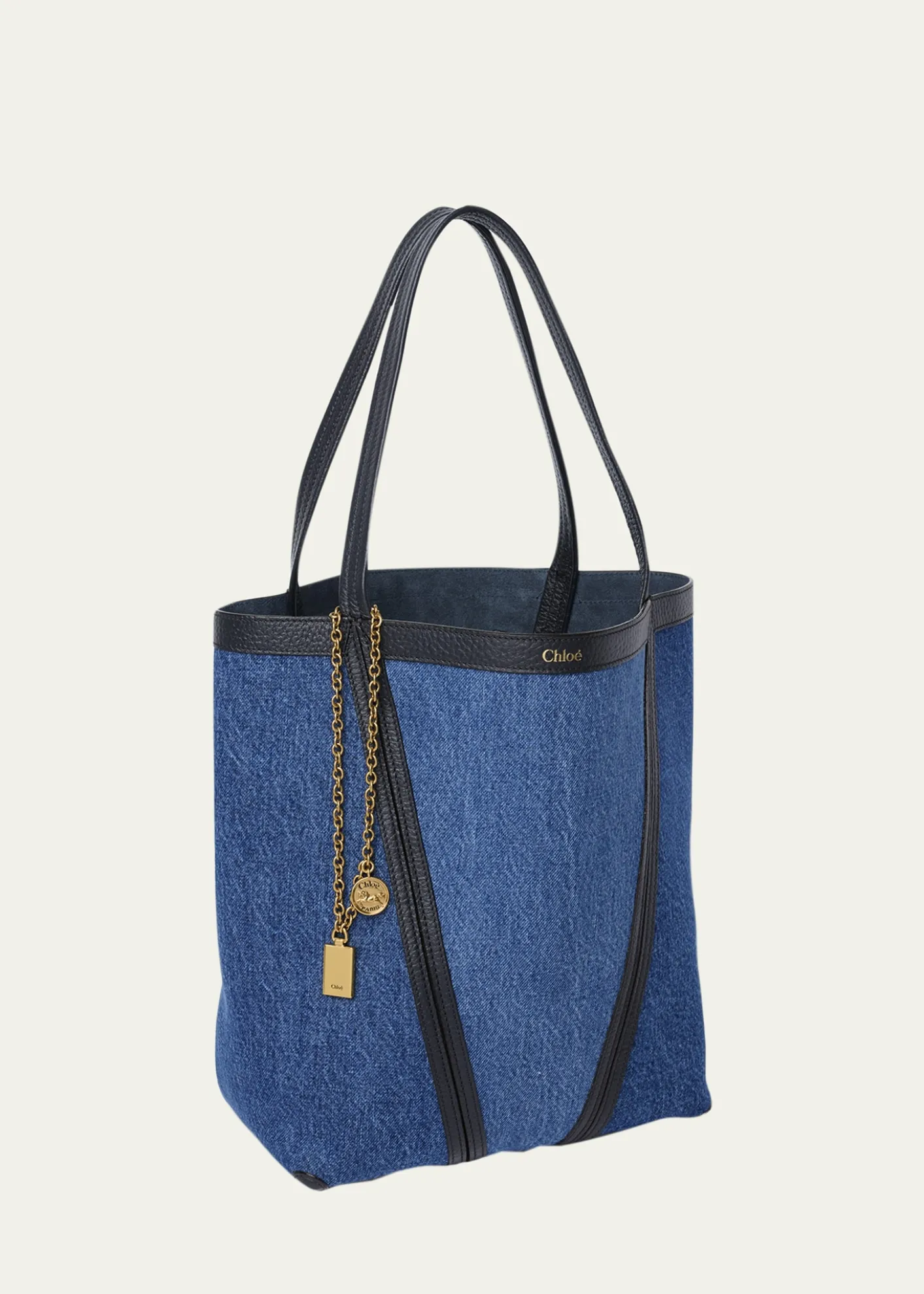 ChloeSpin Medium Tote Bag in Cotton Denim
