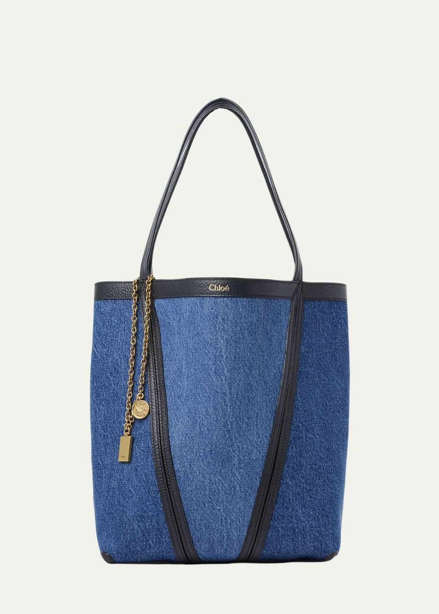 ChloeSpin Medium Tote Bag in Cotton Denim