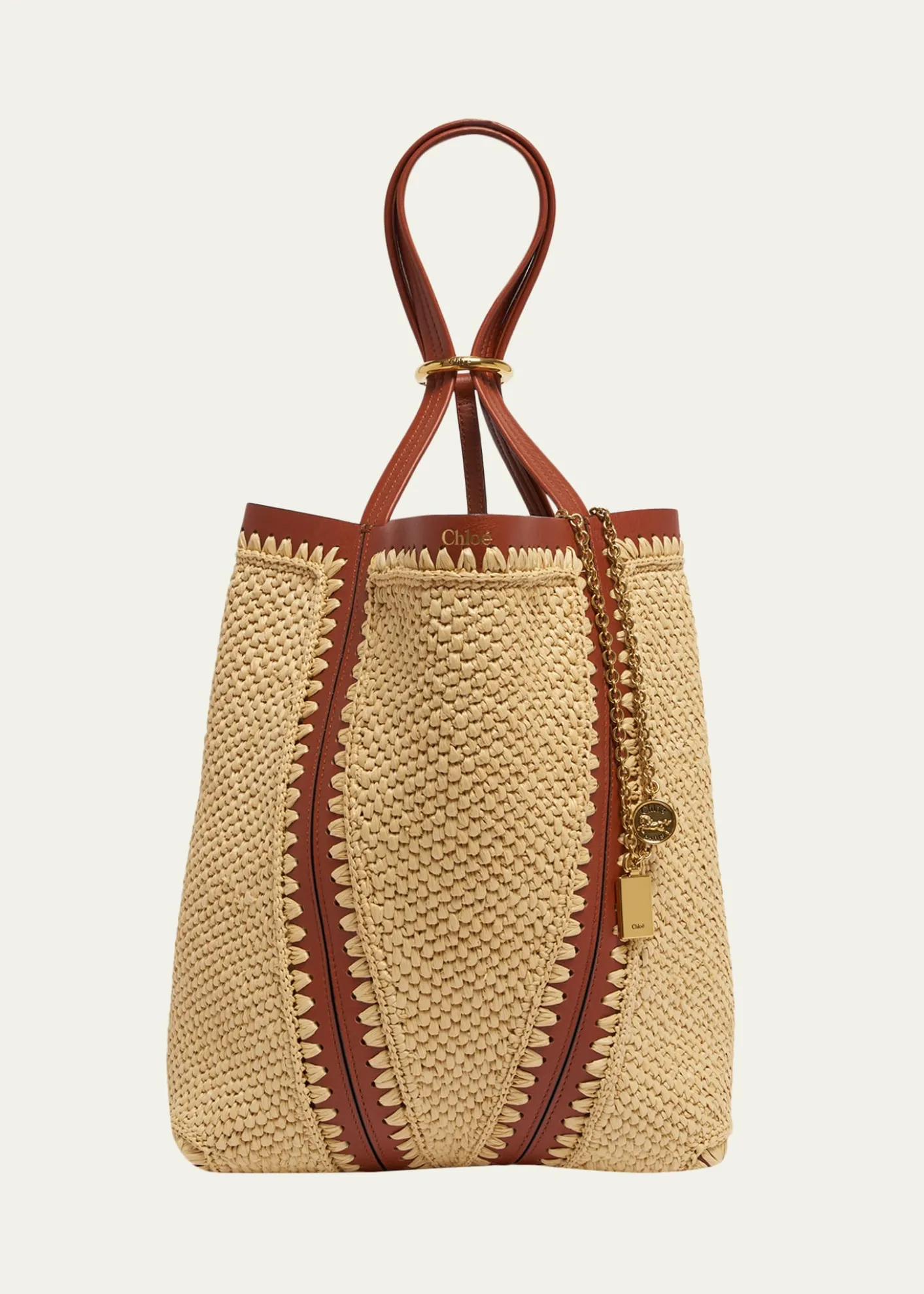 ChloeSpin Medium Tote Bag in Viscose Raffia