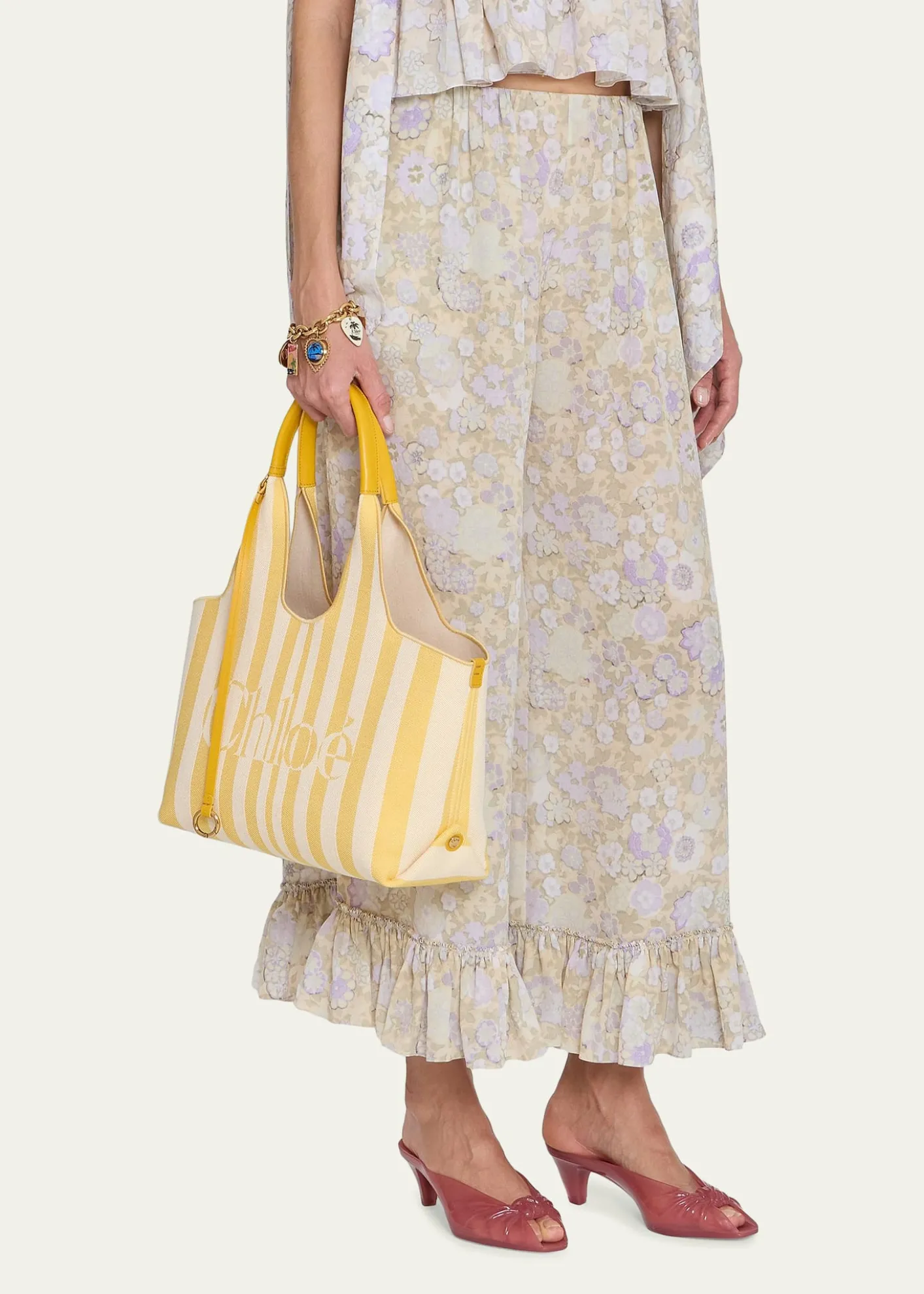 ChloeStripy East-West Jacquard Tote Bag