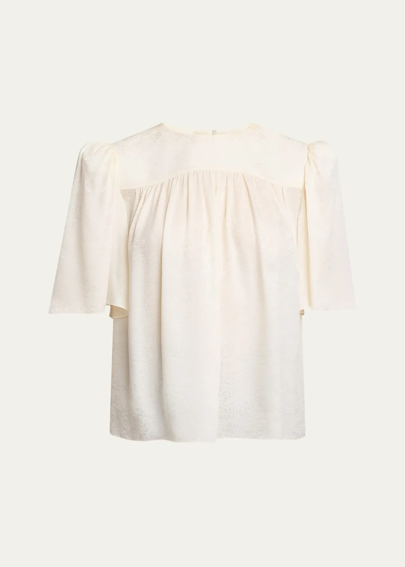 ChloeStrong-Shoulder Floral Silk Jacquard Top