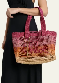 ChloeSummer Banana Ombre Raffia Tote Bag