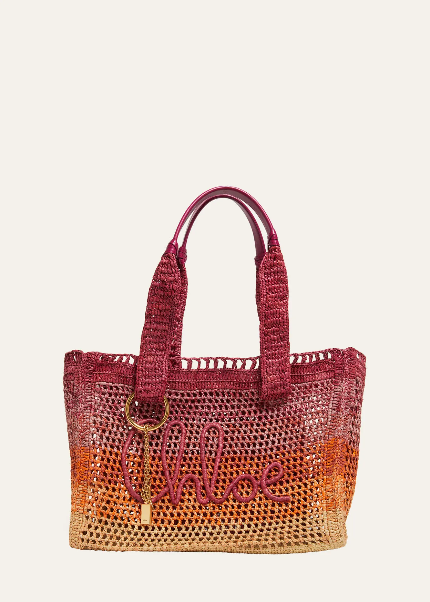 ChloeSummer Banana Ombre Raffia Tote Bag