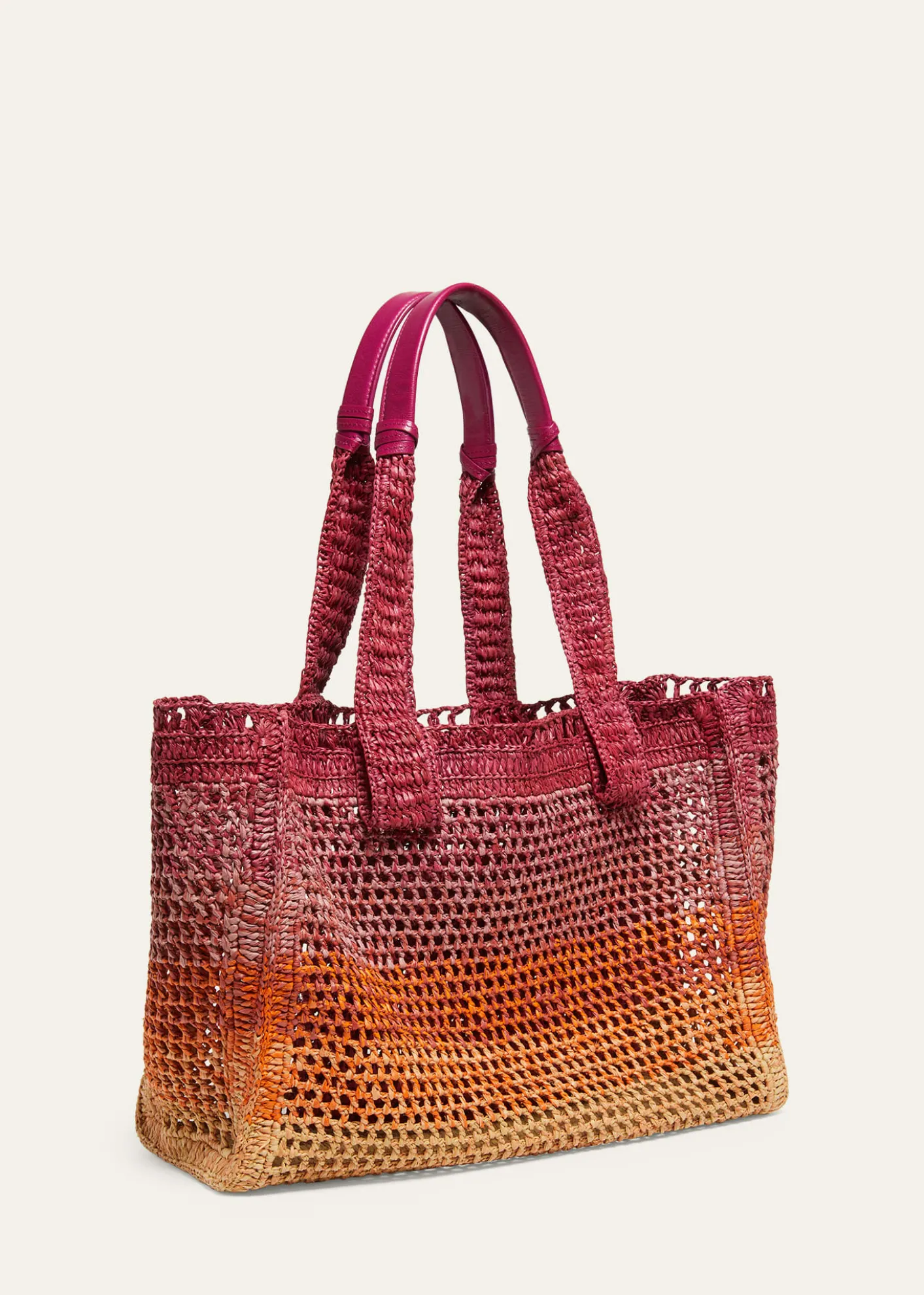 ChloeSummer Banana Ombre Raffia Tote Bag