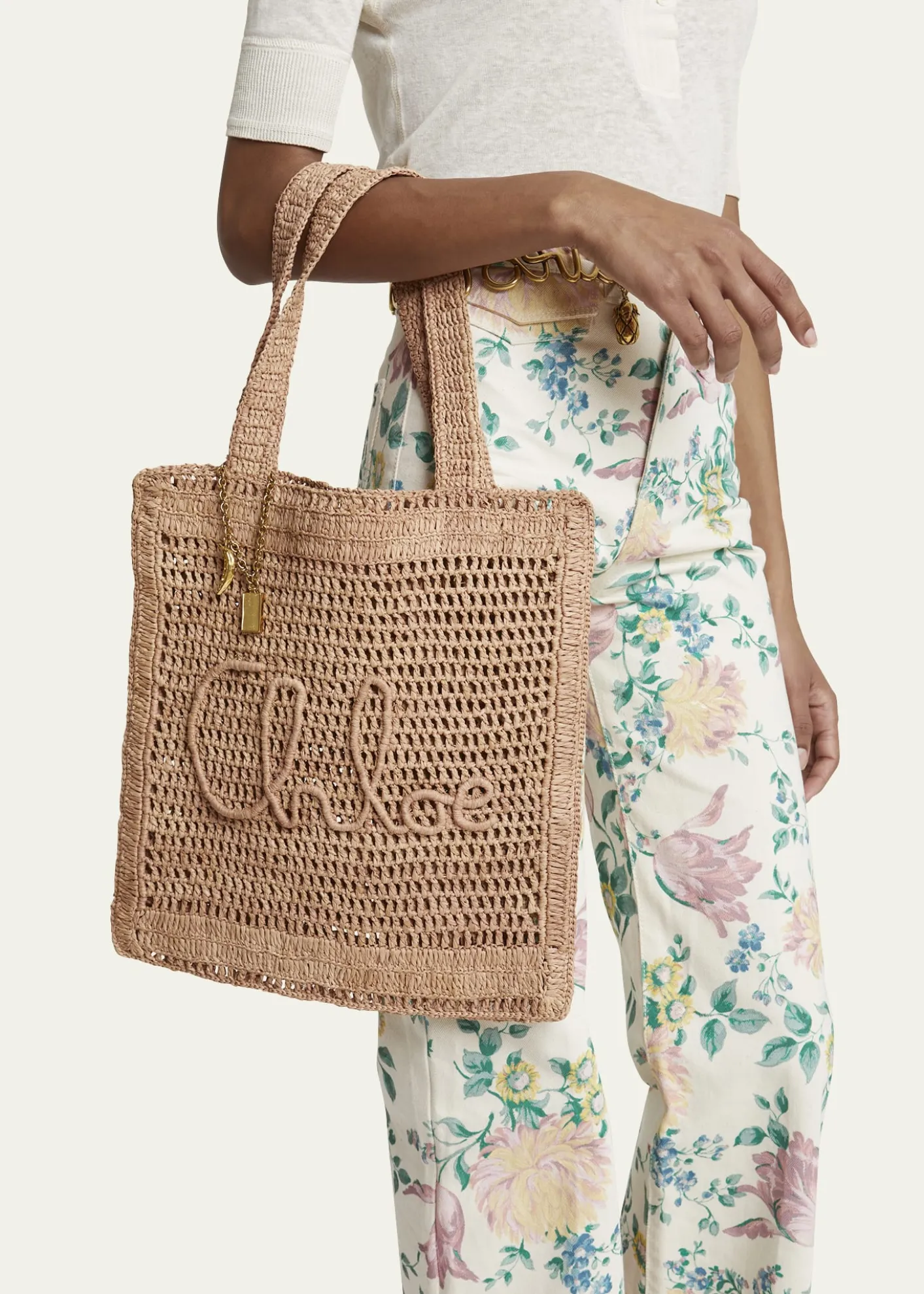 ChloeSummer Banana Tote Bag in Crochet Fabric