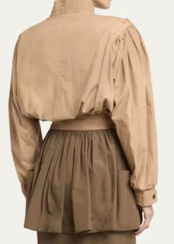 ChloeTechnical Cotton Puff-Sleeve Crop Jacket