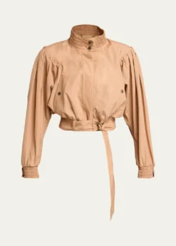 ChloeTechnical Cotton Puff-Sleeve Crop Jacket
