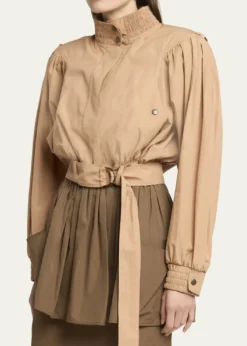 ChloeTechnical Cotton Puff-Sleeve Crop Jacket