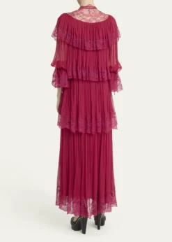 ChloeTiered Lace Ruffle Silk Mousseline Gown