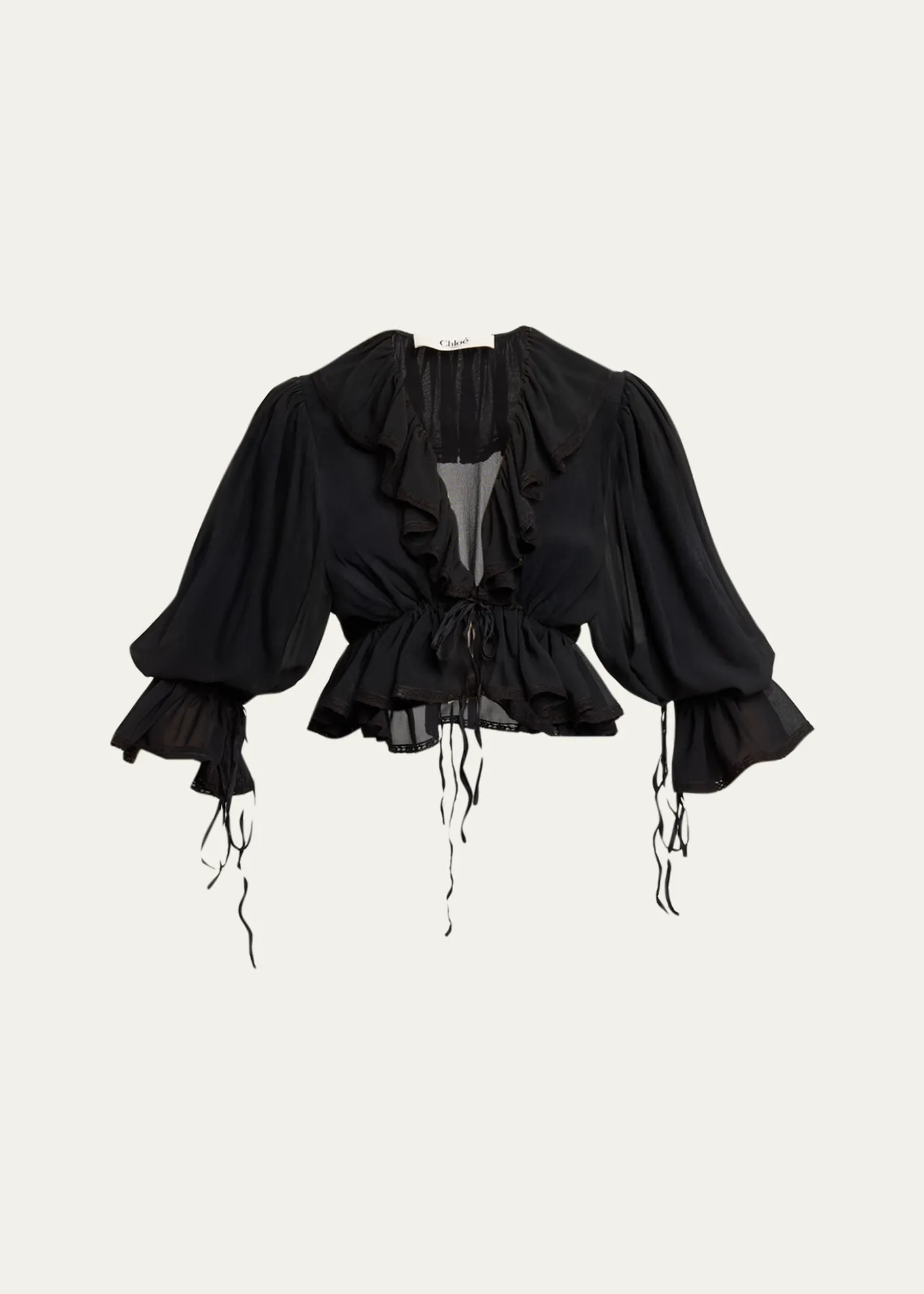 ChloeTie Ruffle Silk Crop Top